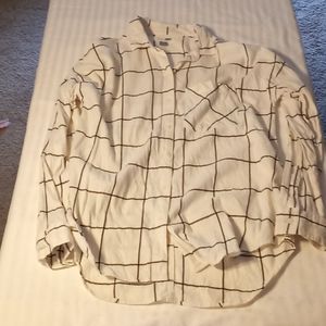 White and black button up blouse